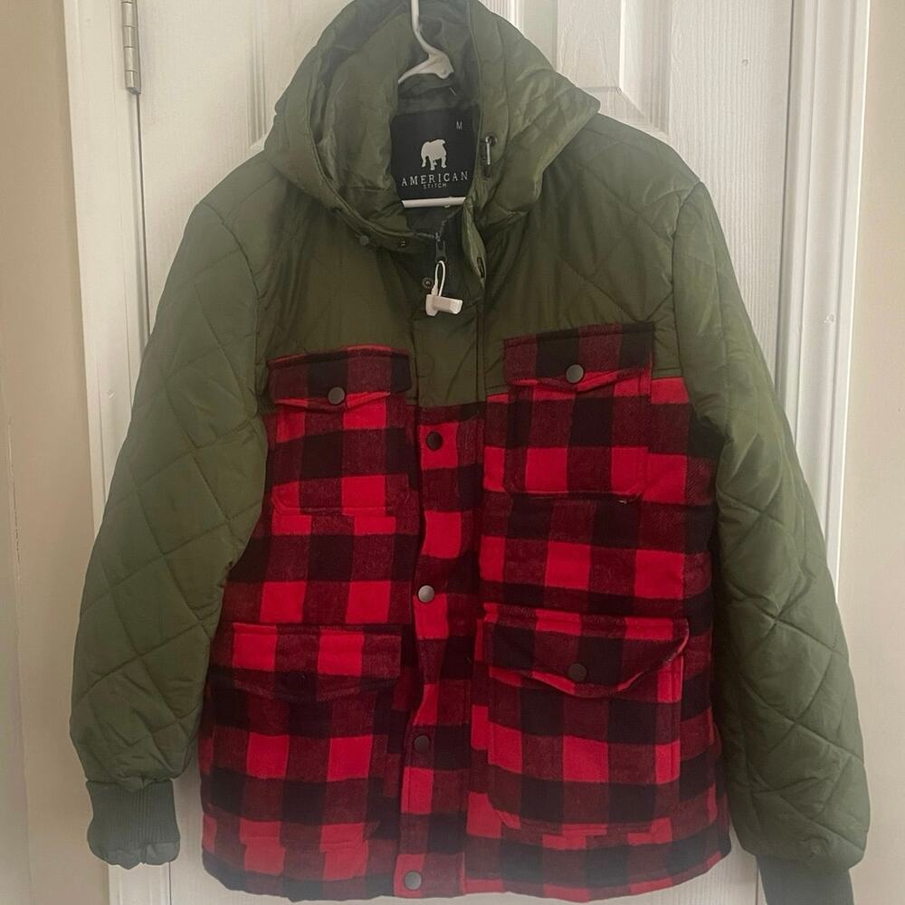 American Stitch (Red Black Green) Flannel Mens Jacket, A67